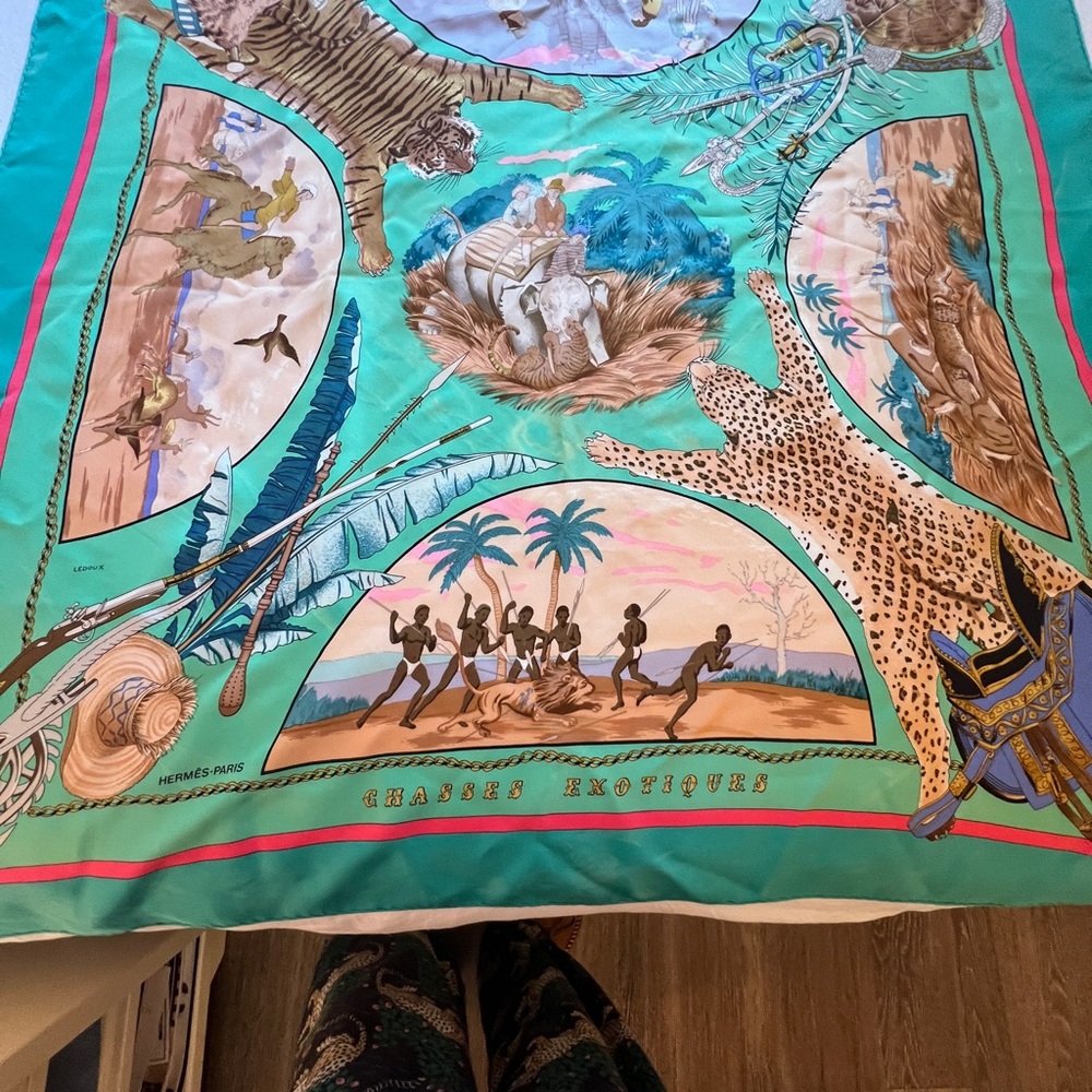 Hermes Blue and Brown Scarf Luxurious Accessory